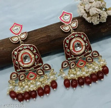 Kundan Earrings Jhumka Bali Bridal Wedding Party Wear Indo Arabic Jewelry Set e - $6.92