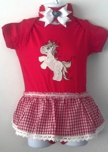 Embroidered Infant Western Horse Pony Bodysuit Size 12-18 month + Headband - £17.52 GBP