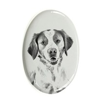 Brittany spaniel - Gravestone oval ceramic tile with an image of a dog. - £7.98 GBP