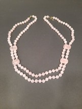 VTG Necklace Genuine Multi Shaped Polished Rose Quartz  24&quot; Hand tied QUALITY! - £23.99 GBP