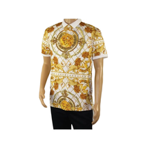 Mens PLATINI Sports Polo Shirt With Rhine Stones Lion Medallion DPP8246 White image 7
