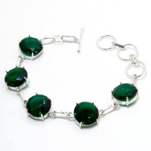 Chrome Diopside Round Shape Cut Gemstone Handmade Bracelet Jewelry 7-8&quot; SA 1875 - £4.05 GBP