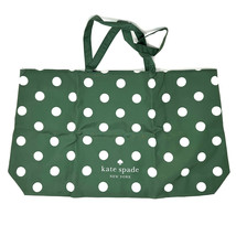NEW Kate Spade Large Reusable Foldable Green Polka Dot Canvas Tote Bag - £18.06 GBP