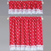 Cafe/Cottage Curtains Red w Hearts BB50416 Barbara O&#39;Brien Dollhouse Min... - £8.73 GBP