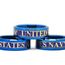 US Navy Blue Tungsten Ring Sailor&#39;s Graduation Souvenir Military Men Women Band - £45.56 GBP