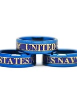 US Navy Blue Tungsten Ring Sailor&#39;s Graduation Souvenir Military Men Wom... - £44.56 GBP