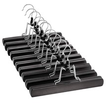 High-Grade Wooden Pants Hangers with Clips 10 Pack Non Slip Skirt Hangers, Smoot - £31.62 GBP