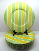 ESTE CE Italy Yellow And Green Striped  12 3/4&quot; Plates Set Of 6  - $79.00