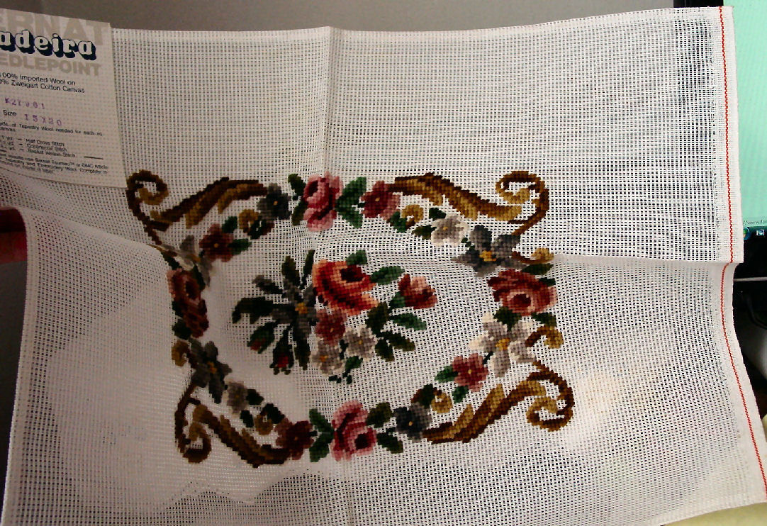 Madeira pre worked Needlepoint Canvas15" x 20" Floral Design - $9.99