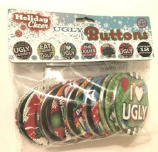 Pugs Gear Holiday Cheer 12 Metal Ugly Buttons Sweaters 1 Pack New - £3.76 GBP