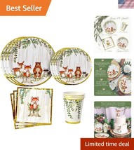Durable 96-Piece Disposable Woodland Party Tableware for Child Celebrations - $37.50