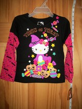 Hello Kitty Baby Clothes 2T Toddler Halloween Shirt Top Trick Treat Black Blouse - £7.58 GBP