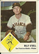 1963 Fleer Billy O'Dell 66 Giants VG - $5.00