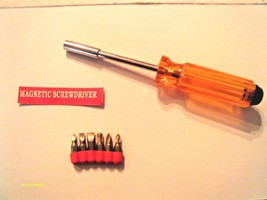 Magnetic Bit holder Screwdriver w/ 6 S/D BITS + BONUS 7 Pcs Sec ELECTRIC... - £15.73 GBP