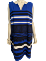 Taylor Women&#39;s Sleeveless Shift Dress Blue/Black Striped 22W - £26.11 GBP