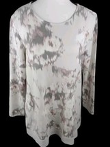 Purejill J. Jill Blouse Size M Petite Cotton Long Sleeve Waterfall Floral - £11.67 GBP