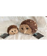 2011 2 Hedgehog Figures Natural Bristle Material Mother &amp; Baby w Tags - €7,72 EUR