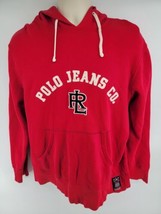 Ralph Lauren Polo Jeans Co Red Black Hoodie Sweater Embroidered Mens Small - $44.50