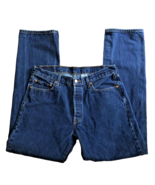 Levis 501 Jeans Mens Size 36x34 Blue Denim Med Wash Button Fly Straight Leg - £23.58 GBP