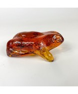 Blenko Amber Glass Frog Figurine Orange Yellow Handmade Paperweight Decor - $24.74