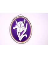 Amia Hand Painted Glass Window Art Suncatcher Clear &amp; Purple Flower 9&quot; x... - $274.36 MXN