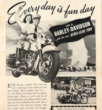 1949 Harley Davidson Motorcycle Advertisement Hydra Glide Forks Fun DWU16A - $460.99 MXN