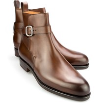 High Ankle Jodhpur Boot Brown Color Back Pull Buckle Closer Men Leather Shoe - £119.42 GBP