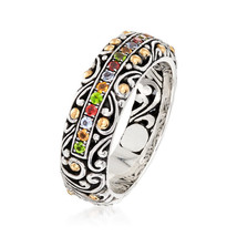 Retro Pattern Color Rhinestone Inlaid Ring Luxury Jewlery For Women Boho Wedding - £6.96 GBP