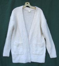 H&amp;M Winter White Open Sweater with Pockets Womens Large Fuzzy Wool Alpac... - $23.74