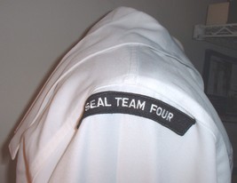 USN US Navy white undress jumper 44 Long, SEAL Team 4 tab - £28.06 GBP
