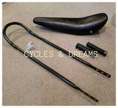VINTAGE LOWRIDER BLACK SEAT &amp; GRIPS W/ BLACK SISSY BAR, FITS 20&quot; LOWRIDE... - £43.58 GBP