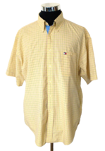 Tommy Hilfiger Shirt Men&#39;s Size XLarge Yellow Checks 100% Cotton Button Front SS - £16.74 GBP