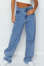 Mid Rise Asymmetrical Waist Wide Leg Jeans - $52.00