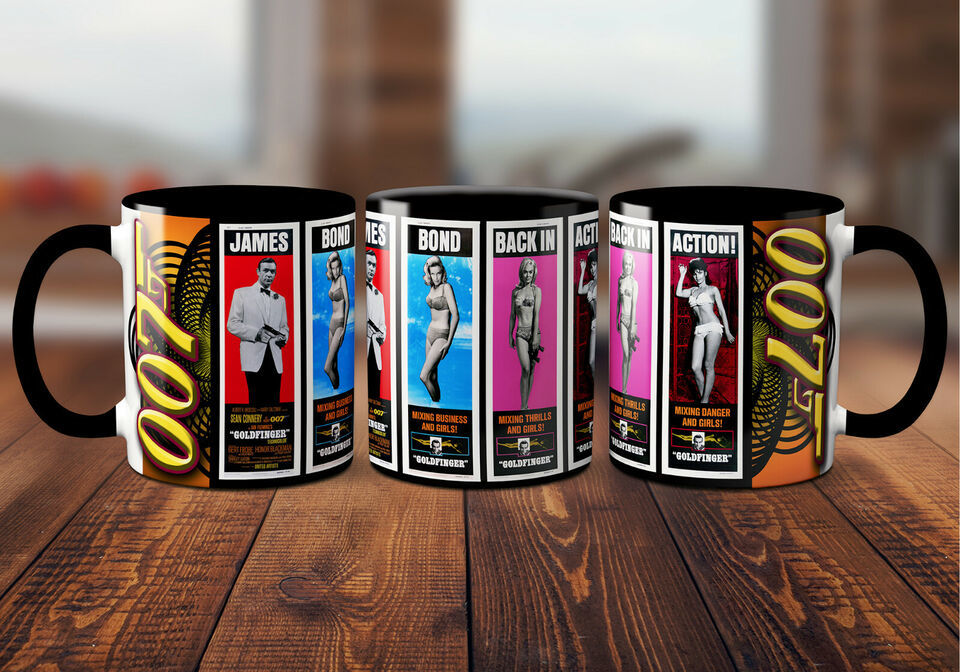 James Bond GOLDFINGER 1964 Movie Poster 11 oz Beverage Mug Many Color Choices