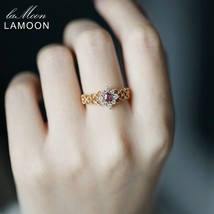 Vintage Natural Amethyst Rings For Women Gemstone Ring 925 Sterling Silver Gold  - £26.23 GBP