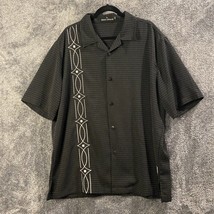 Stacy Adams Bowling Shirt Mens Extra Large Black Geometric Vintage Butto... - $22.95