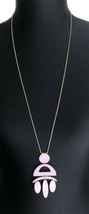 Lucky Brand Unique Geometric Purple Pendant Gold Tone Extra Long Necklace - $17.81