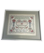 True Love Sampler Cross Stitch Framed Country Cottage Core Floral 18.75x... - £73.63 GBP