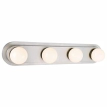Hampton Bay Midford 24 in. 4-Light Brushed Nickel LED Vanity Light Frosted Shade - £30.36 GBP