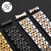 18mm Stainless Steel *US SHIPPING* Curved End Silver/Black/Gold Watch Bracelet - £19.53 GBP+