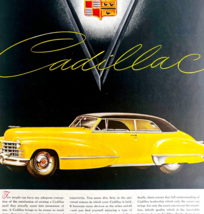 1947 Cadillac Series 62 Advertisement Automobilia Yellow Luxury Car DWJJ21 - $42.03 CAD