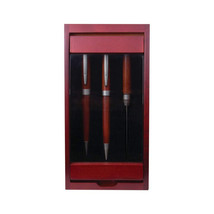 Alex Navarre 3pc Pen, Pencil and Letter Opener in a Wood and Glass Case ... - £28.58 GBP