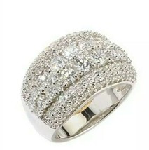 2.67 Ct Round Simulated Diamond Bold Wide Band Ring in 14k White Gold Plated - £79.37 GBP