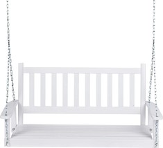 Shine Company 4216WT Maine Wood Outdoor Patio Porch Swing with Chains, White - £160.67 GBP