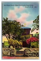 Old San Miguel Church Santa Fe New Mexico NM Linen Postcard V13 - £1.51 GBP