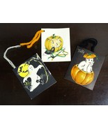 Lot set of 3 Vintage Halloween Bridge Tally Card Ghost Pumpkin Bat - £24.85 GBP