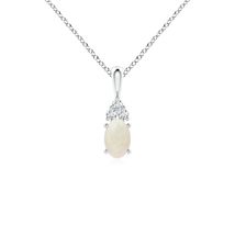 ANGARA 0.34 Ct Natural Opal Oval Shape Pendant Necklace With Diamond in ... - $208.05+