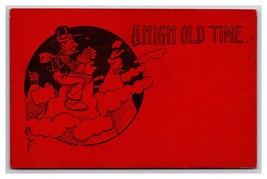 Man on Mountain Top A High Old Time Comic Red Background UNP DB Postcard I21 - $6.20