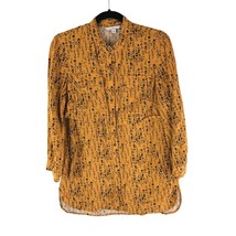 LL Bean Womens Utility Tunic Top Pockets Signature Heritage Floral Yellow 4 - £15.34 GBP
