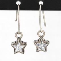 Retired Silpada Small Sterling Silver Cz Lucky Star Dangle Earrings W1236 - £23.94 GBP